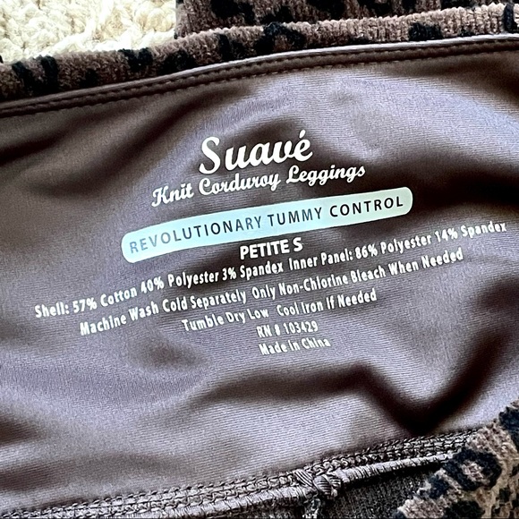 Khakis & Co Suave Women’s Knit Corduroy Leggings Leopard Print Espresso Petite S - Picture 7 of 16